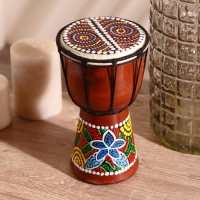 Сувенирный музыкальный инструмент "Барабан Джембе Цветочный узор" 11x11x20 см МИКС