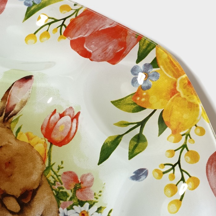 Подставка стеклянная для яиц Доляна &laquo;Акварель&raquo;, 8 ячеек, 22&times;22 см, цвет белый