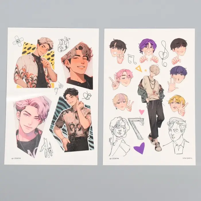 Переводные татуировки детские &laquo;Корейские парни&raquo;, тату &mdash; 2 листа