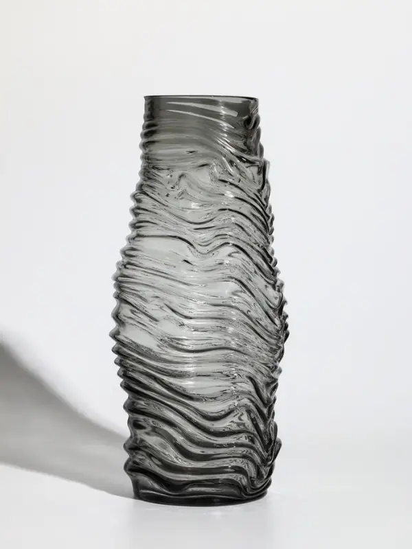 Ваза стекло настольная "Ванесса" полосы, 30х12 см, серый