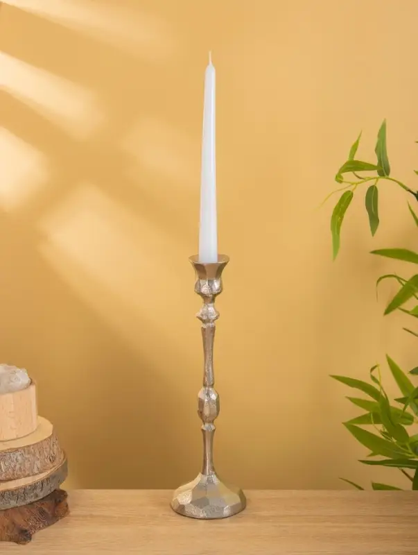 Подсвечник "Грани" алюминий 30 см, цв. серебро