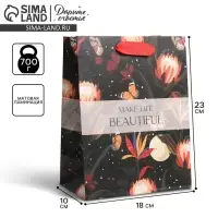 Пакет подарочный ламинированный, упаковка, &laquo;Make life&raquo;, MS 18 х 23 х 10 см