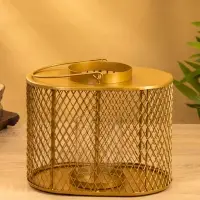 Подсвечник фонарь со стеклянной колбой 19,5х23х15,5 см, d 10 см, металл, цв. золото