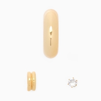 Набор серьги и каффы 3 шт., бублик и стразик, цвет золото