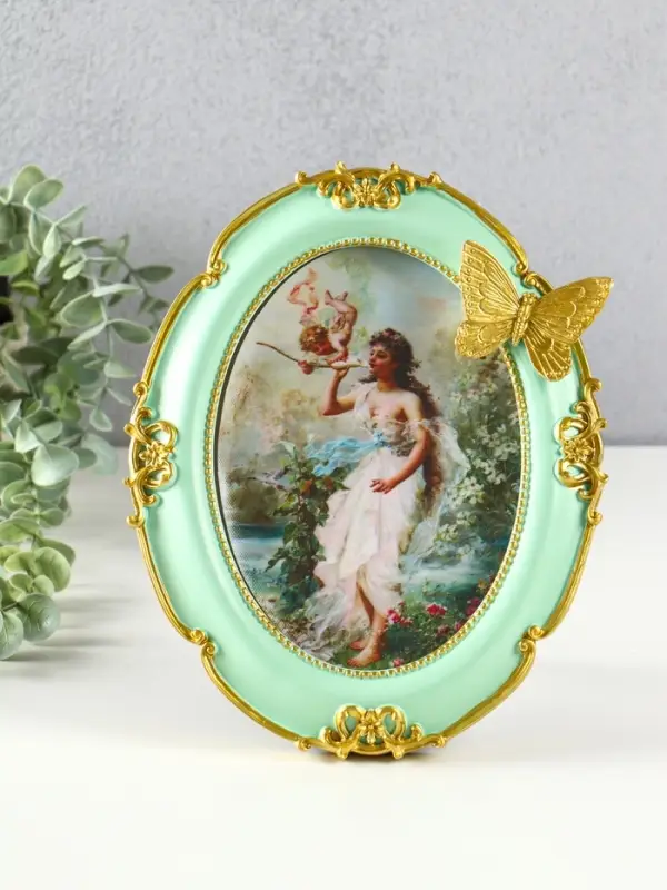 Фоторамка полистоун 13х18 см "Золотая бабочка" бирюза 23х18х2 см