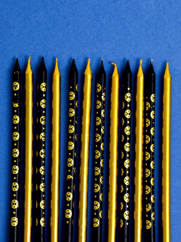 Набор свечей для торта "Дискотека", 12 шт, золотой и черный