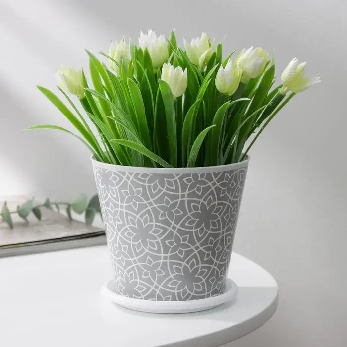 Горшок для цветов Доляна &laquo;Кракле&raquo;, 800 мл, цвет серый
