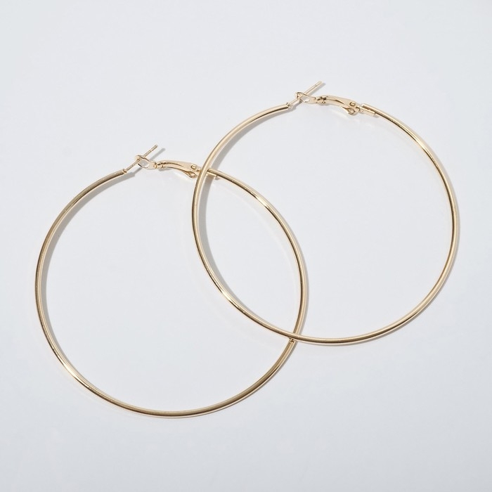 Серьги кольца QF &laquo;Классика&raquo;, d=7 см, цвет золото