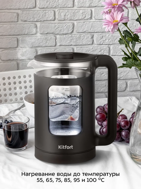 Чайник электрический с терморегулятором КТ-6782 - 1,5 л
