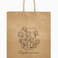 Пакет подарочный крафтовый &laquo;Цветочный&raquo; 22 х 25 х 12 см