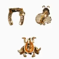 Броши "Счастливый случай" (набор 3шт), цветной в золоте