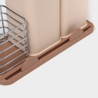 Подставка для ножей и столовых приборов Доляна &laquo;Нежность&raquo;, пластик, бежевая