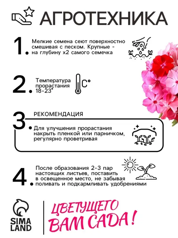 Семена цветов Флокс "Разноцветная смесь", 0,1 г