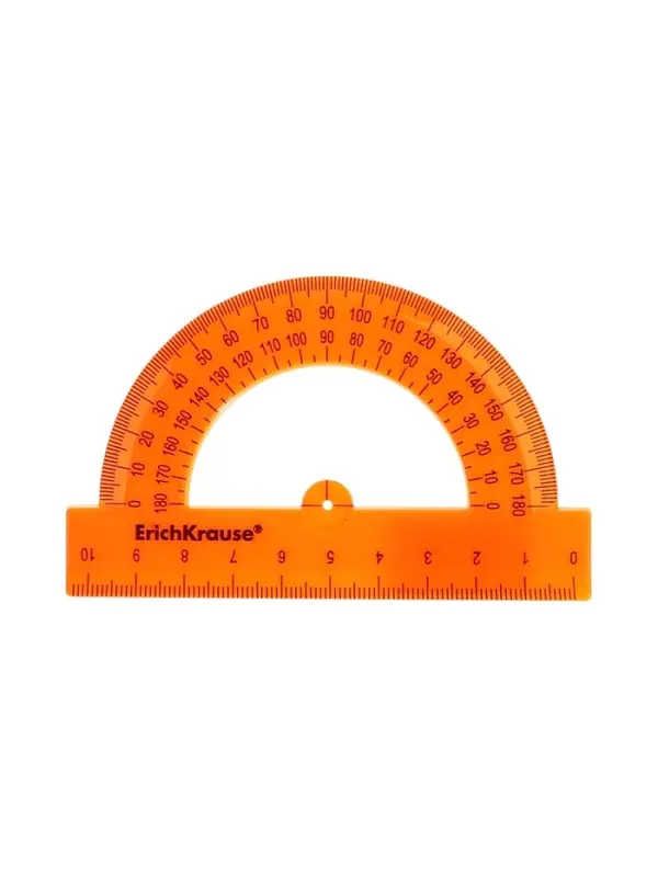 Транспортир 10см 180&deg;, ErichKrause "Neon Solid", пластик, непрозрачный, коробка-дисплей, МИКС