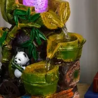 Фонтан "Панды на мельнице" 25х15х16 см (с подсветкой)