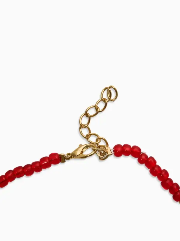 Колье "Вишня" бисер, цвет красный в золоте