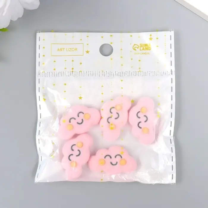 Декор для творчества бархатное напыление "Облачко-смайл" 0,6х1,5х2,7 см