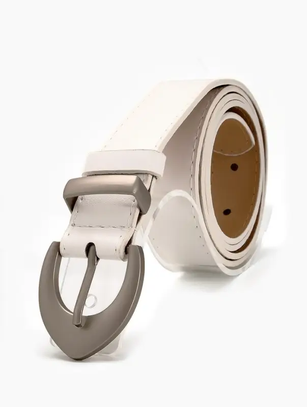 Ремень жен 05-01-02-01, Июнь2506, 3*0,3*110 см, без винта, пряж мат металл, 1 прокол, белый   109031