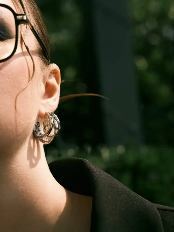 Серьги металл "Тринити" широкие, тренд, цвет серебро