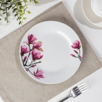 Тарелка керамическая пирожковая Доляна &laquo;Сакура&raquo;, d=17,5 см, цвет белый