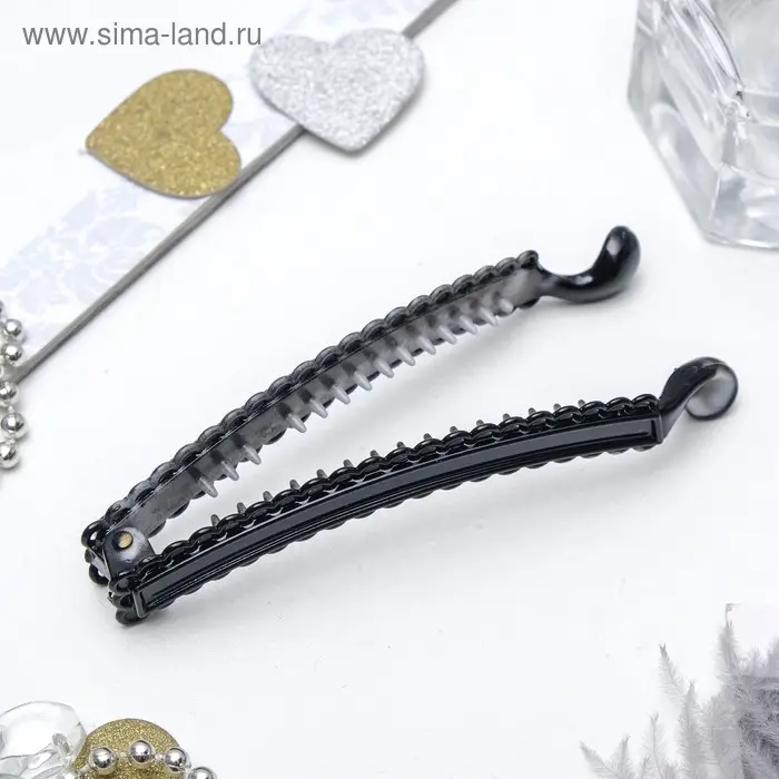 Банан для волос &laquo;Классика&raquo;, петельки, 9.5 см, чёрный