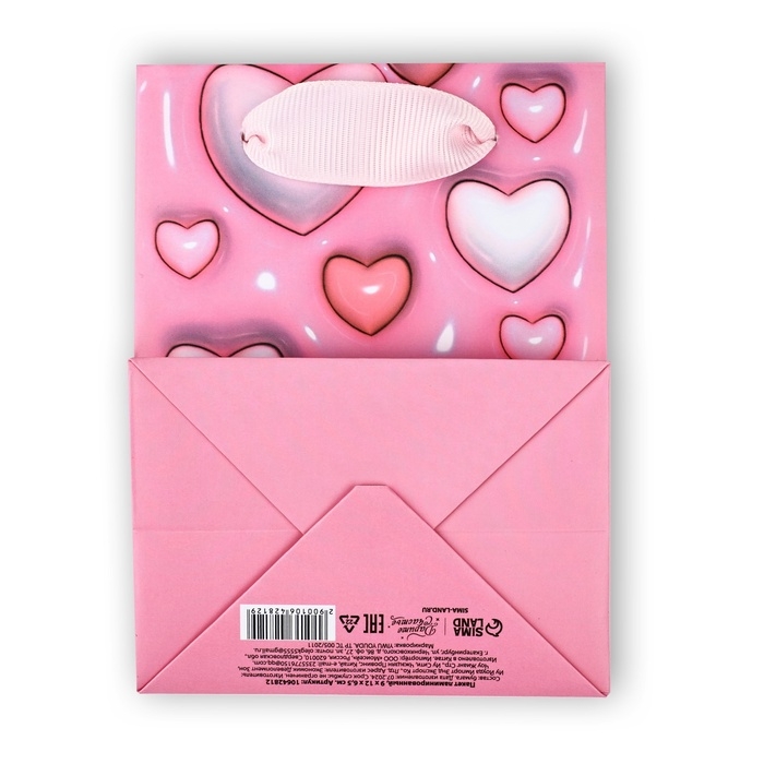 Пакет ламинированный &laquo;Сердца&raquo;, 9 &times; 12 &times; 6,5 см