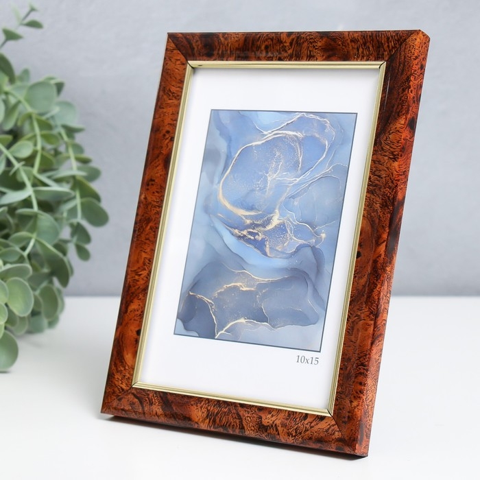 Фоторамка пластик "Офис 8" 10х15 см, карельская берёза