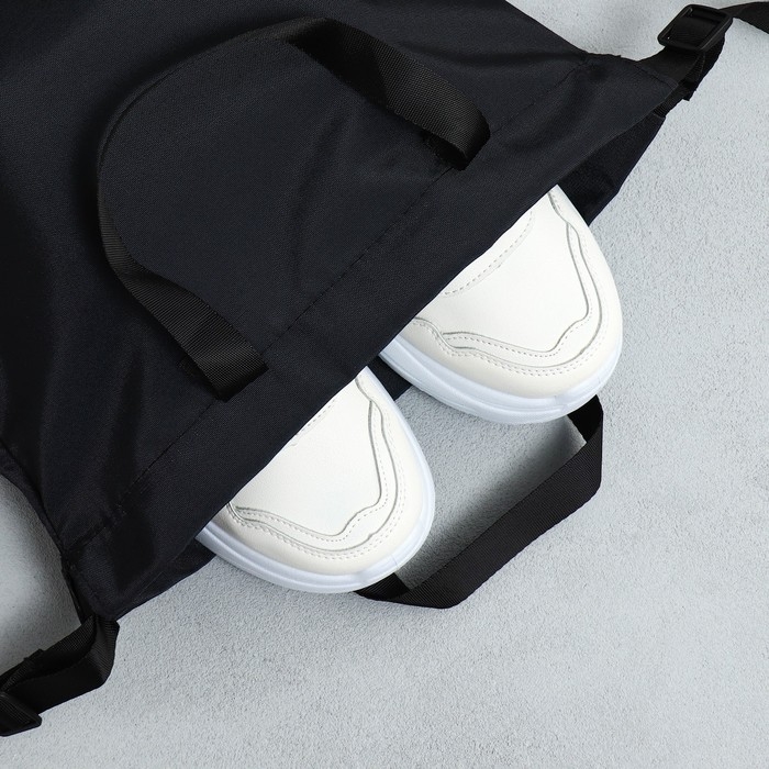 Мешок для обуви, чёрный, два вида ручек, текстиль 30&times;40 см