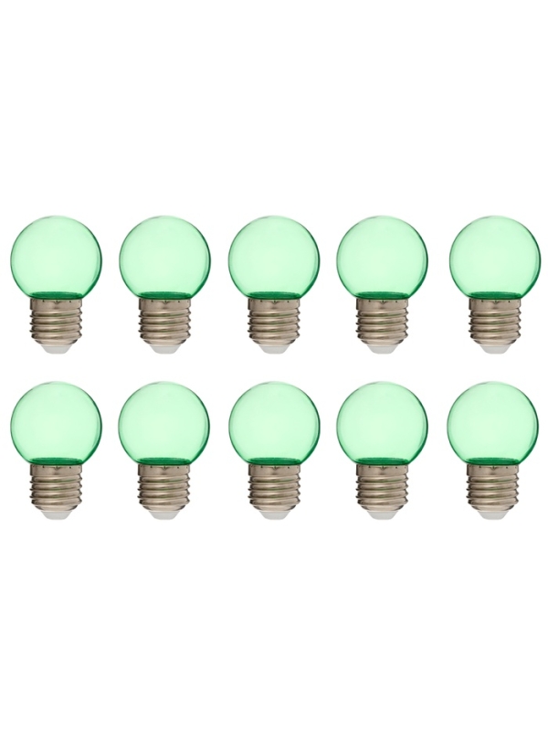 Лампа светодиодная, G45, Е27, 1.5 Вт, для белт-лайта, прозрачная, зеленая, набор 10 шт