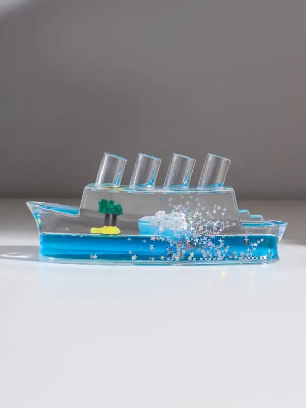 Корабль в жидкости, антистресс, подставка "Лайнер" 15 см