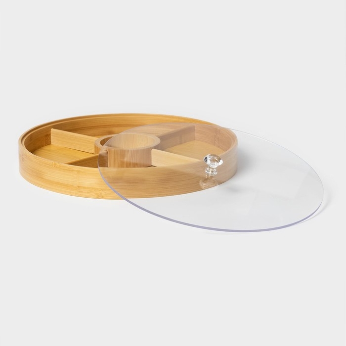 Ящик для хранения круглый Доляна Striata, d=30 см, бамбук