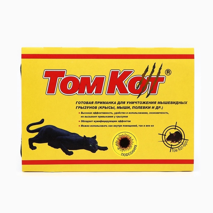 Тесто-брикеты от грызунов ТОМ КОТ БРО контейнер 250г