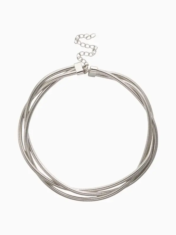 Чокер &laquo;Многослойный&raquo; крупный металлический, цвет серебро