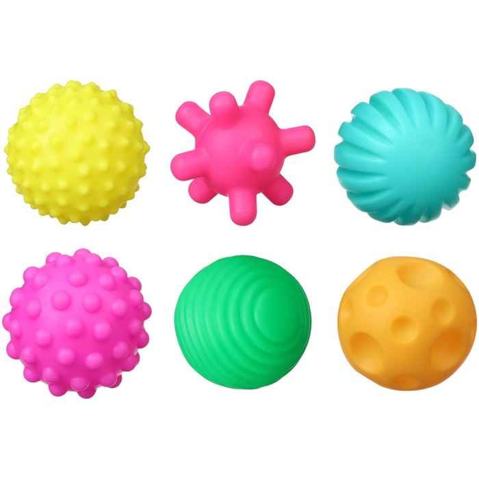 Набор развивающих тактильных мячиков &laquo;В мешочке&raquo;, с пищалкой, 6 шт, Крошка Я