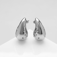 Серьги пластик &laquo;Капля&raquo; дутые, цвет серебро