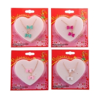 Набор детский &laquo;Выбражулька&raquo; 2 предмета: кулон, кольцо, бантик, цвет розовый