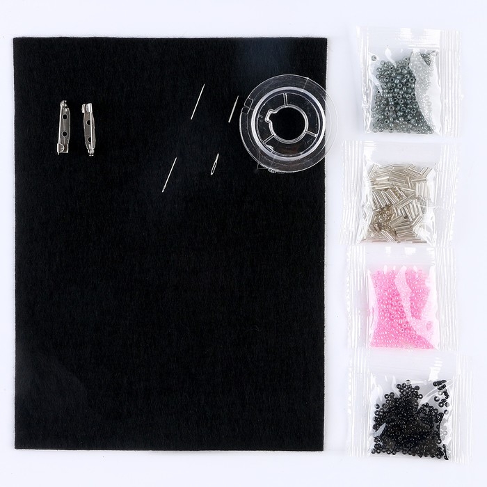 Вышивка бисером. Брошь &laquo;Черная пантера&raquo;, набор для творчестваа&lrm;