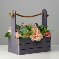 Кашпо деревянное 25.5&times;15&times;30 см "Прованс", ручка канат, серый графит