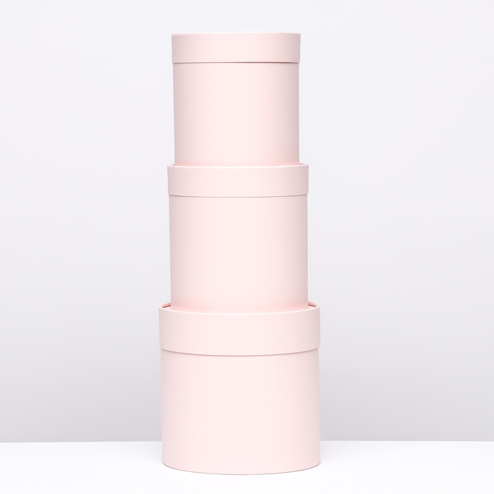 Набор коробок 3 в 1 без окна, розовый лепесток(перламутр) 21 х 21 - 16 х 16 см