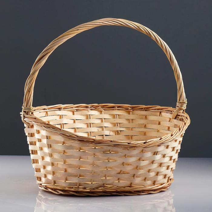 Корзина &laquo;Новая&raquo;, дно:34&times;24 см, верх:43&times;37 см, H=14/19/41 см, ручное плетение, шпон, лоза