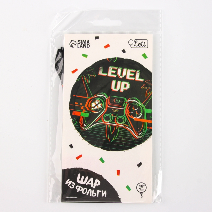 Воздушный шар фольгированный 18" &laquo;Левел ап&raquo; круг, с подложкой