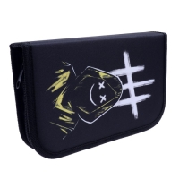 Пенал 1 секция, 130 х 210 х 40 мм, 2 откидные планки, тканевый, Calligrata TOP, Content "Маска"