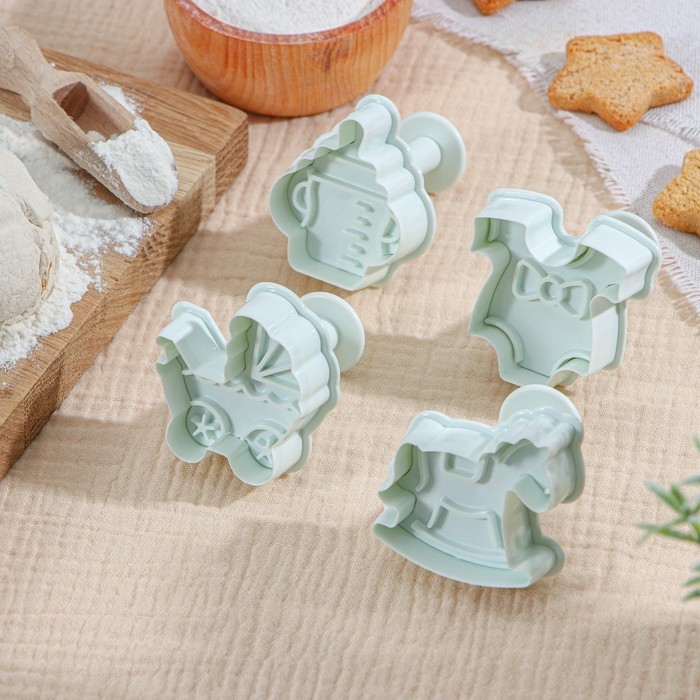 Набор плунжеров кондитерских Доляна &laquo;Малышок&raquo;, 4 шт, 5&times;5 см, цвет МИКС