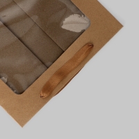 Пакет подарочный с окном, крафт, 50 х 30 х 25 см