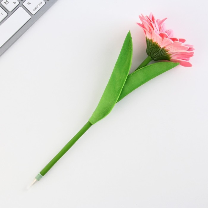 Ручка прикол шариковая синяя паста &laquo;Розовая гербера&raquo; подарочная на 8 марта