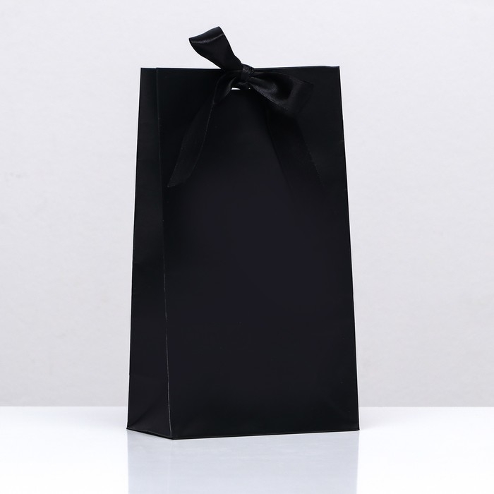 Пакет подарочный с лентой &laquo;Чёрный&raquo;, 13 &times; 23 &times; 7 см