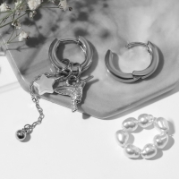 Серьги со съёмным элементом &laquo;Трансформер&raquo; птица, цвет белый в серебре