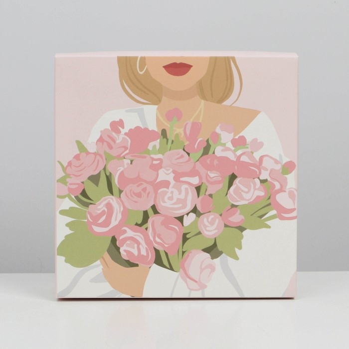 Коробка подарочная складная, упаковка, &laquo;Цветы&raquo;, 17 х 17 х 7 см