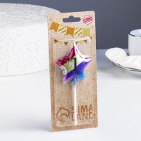 Свеча в торт "Воздушный шарик. Звезда", цифра "1", 5,5 см,  разноцветная