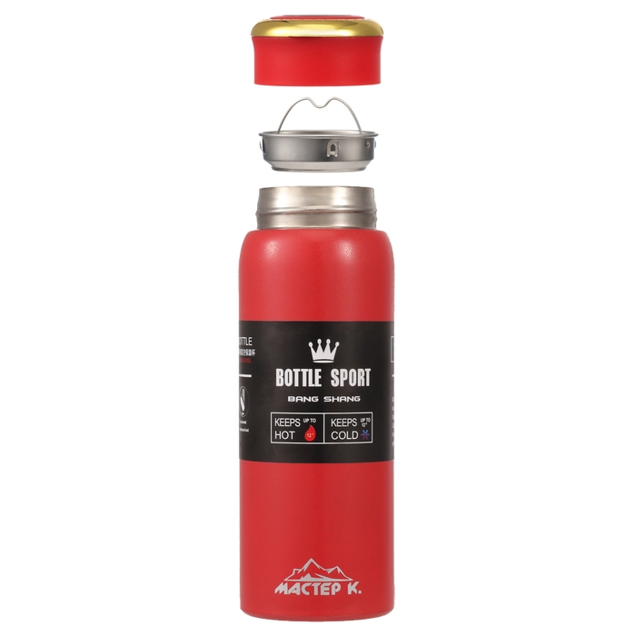 Термос, серия: Traveller, "Мастер К", с термометром, 500 мл, сохраняет тепло до 8 ч, красный